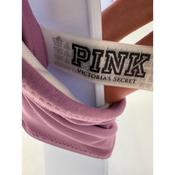 Victoria's Secret Pink Mauve Halter Bikini Top Size M Ruched Sexy Back Beach - Picture 3 of 10
